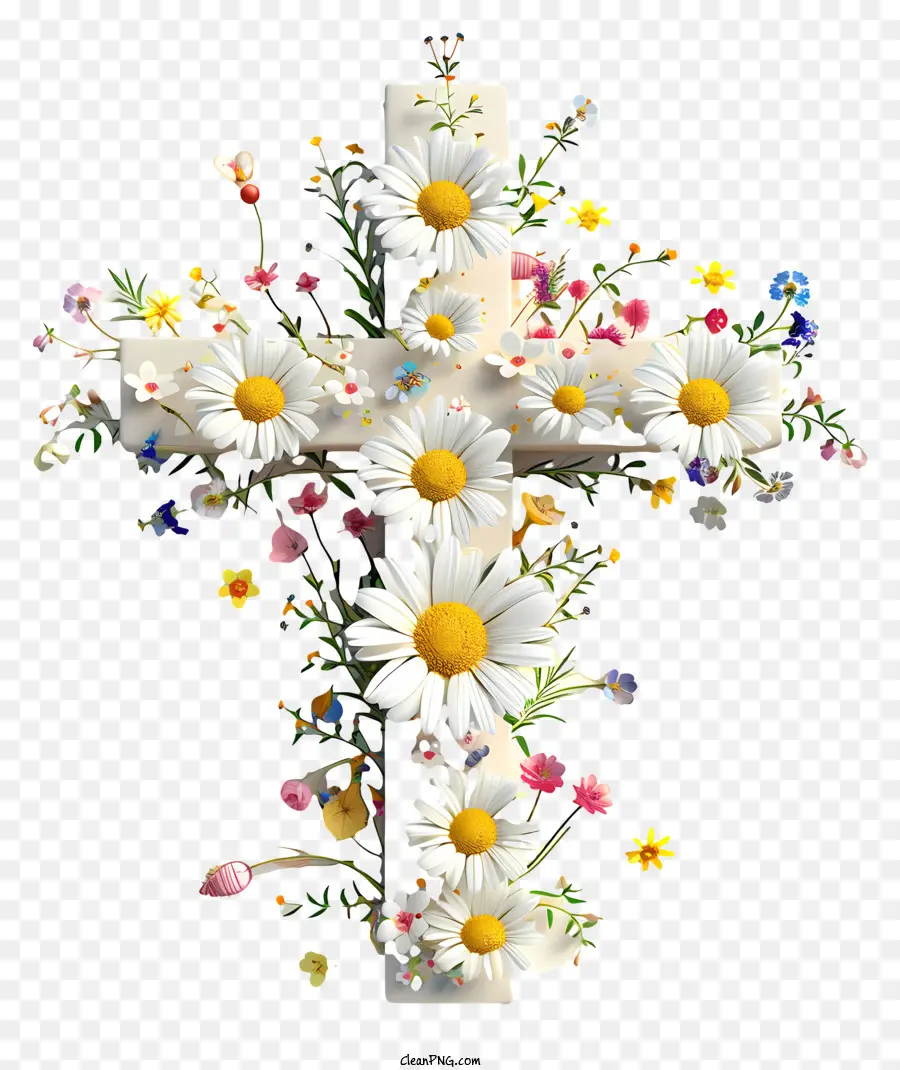 Feliz Cruz De Páscoa，Flores Brancas PNG