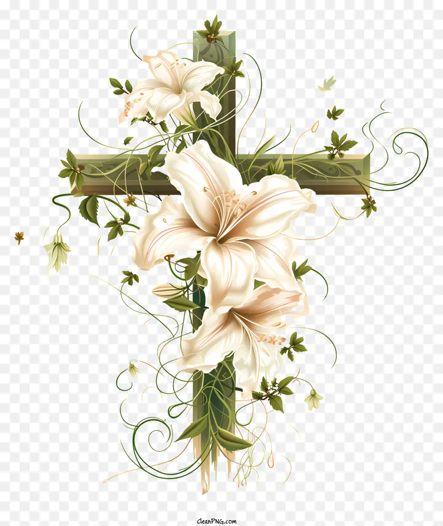 Feliz Cruz De Páscoa，Lírio Branco PNG