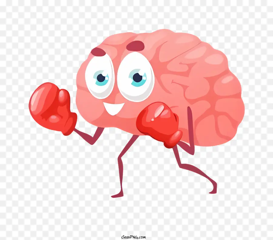 Cartoon Cérebro，Cérebro Com Luvas De Boxe Vermelho PNG