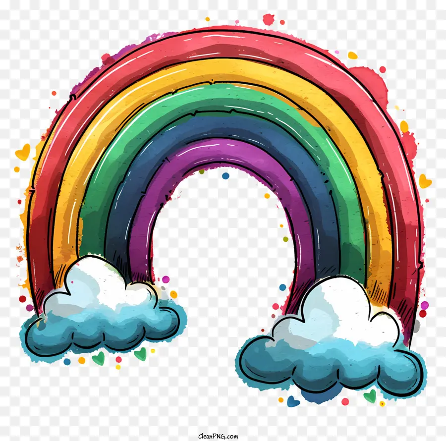 Rainbow Estilo Doodle，Arco íris De Pintura PNG