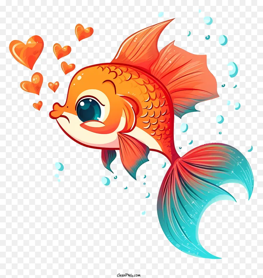 Cartoon Valentine Fish，O Peixe Laranja PNG