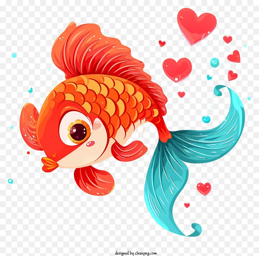 Cartoon Valentine Fish，Peixe Bonito PNG