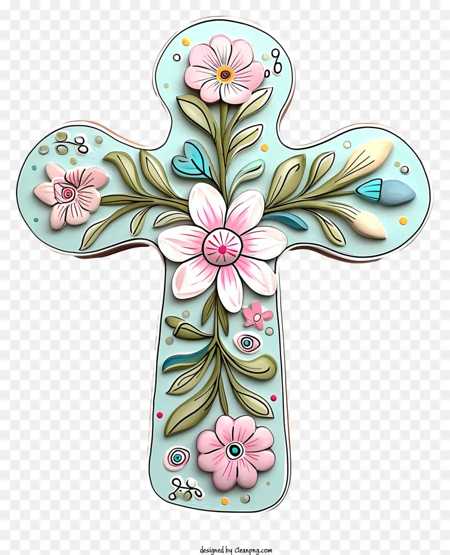 Feliz Cruz De Páscoa，Design Cruzado Floral PNG