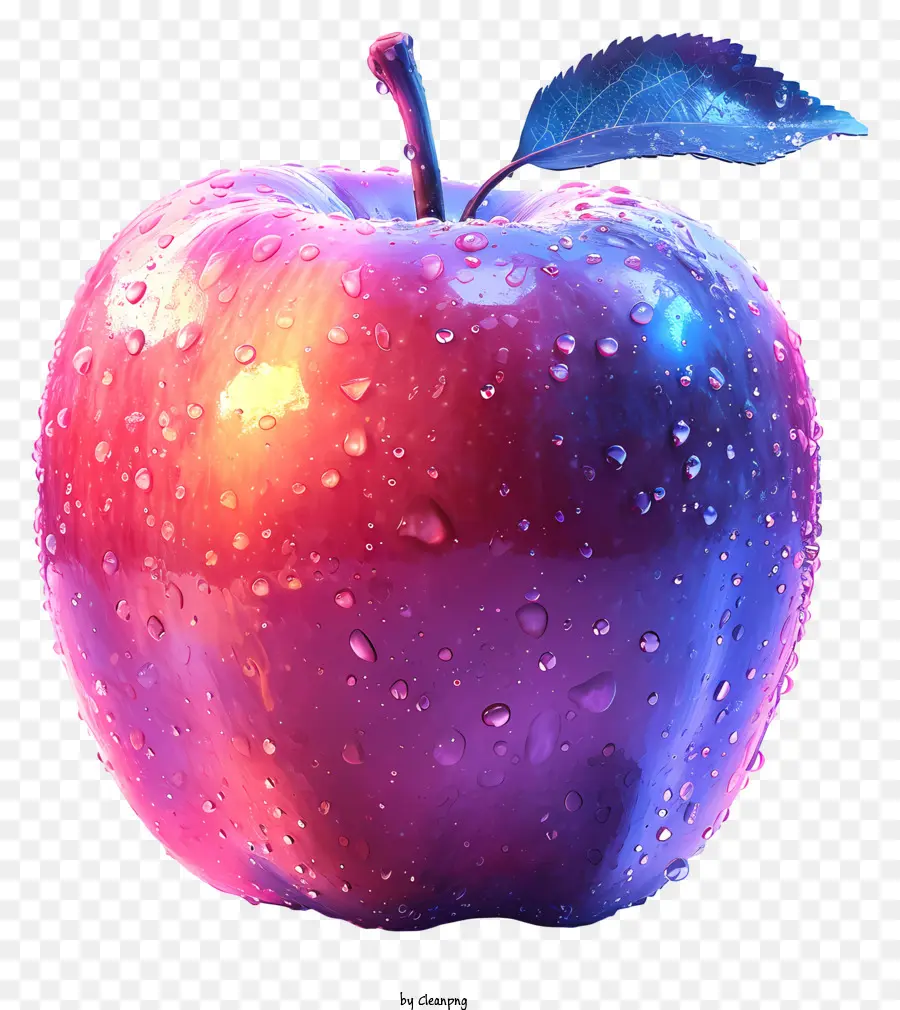 A Red Apple，As Gotas De água PNG