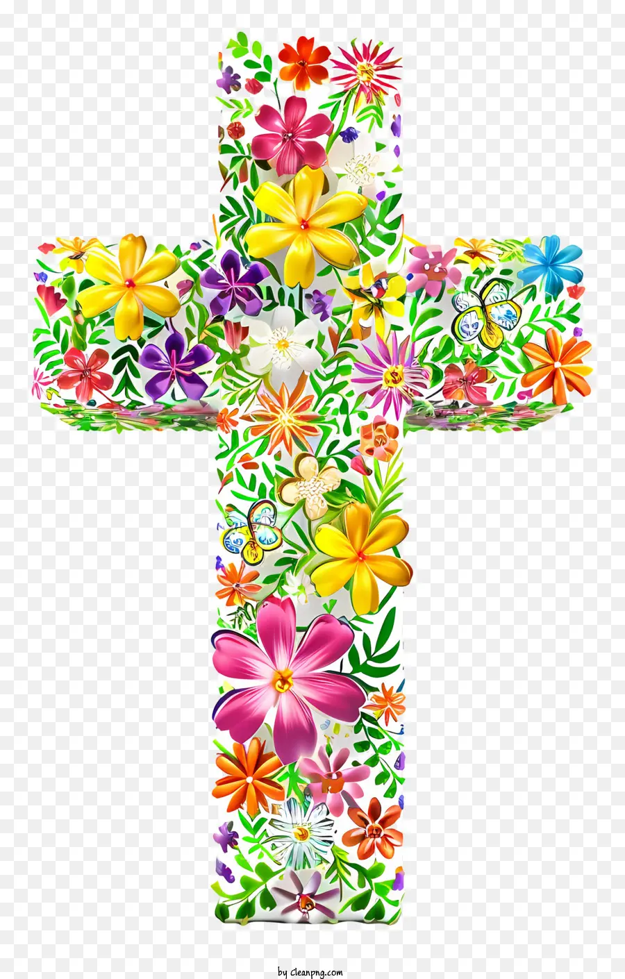 Feliz Cruz De Páscoa，Cruz De Flores PNG