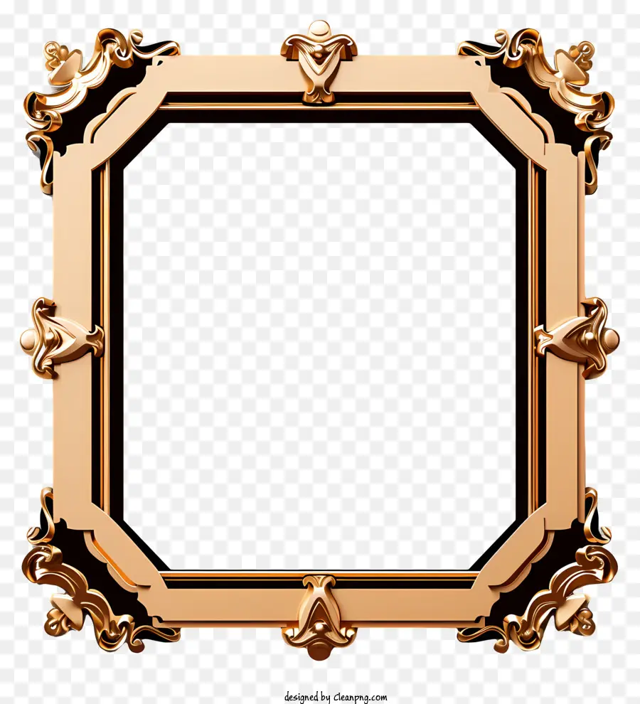 Quadro Dourado Plano，Golden Frame PNG