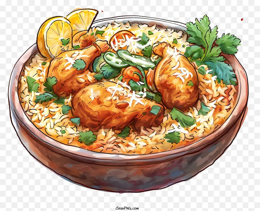 Arroz Indiano De Frango Estilo Doodle，Frango Biryani PNG