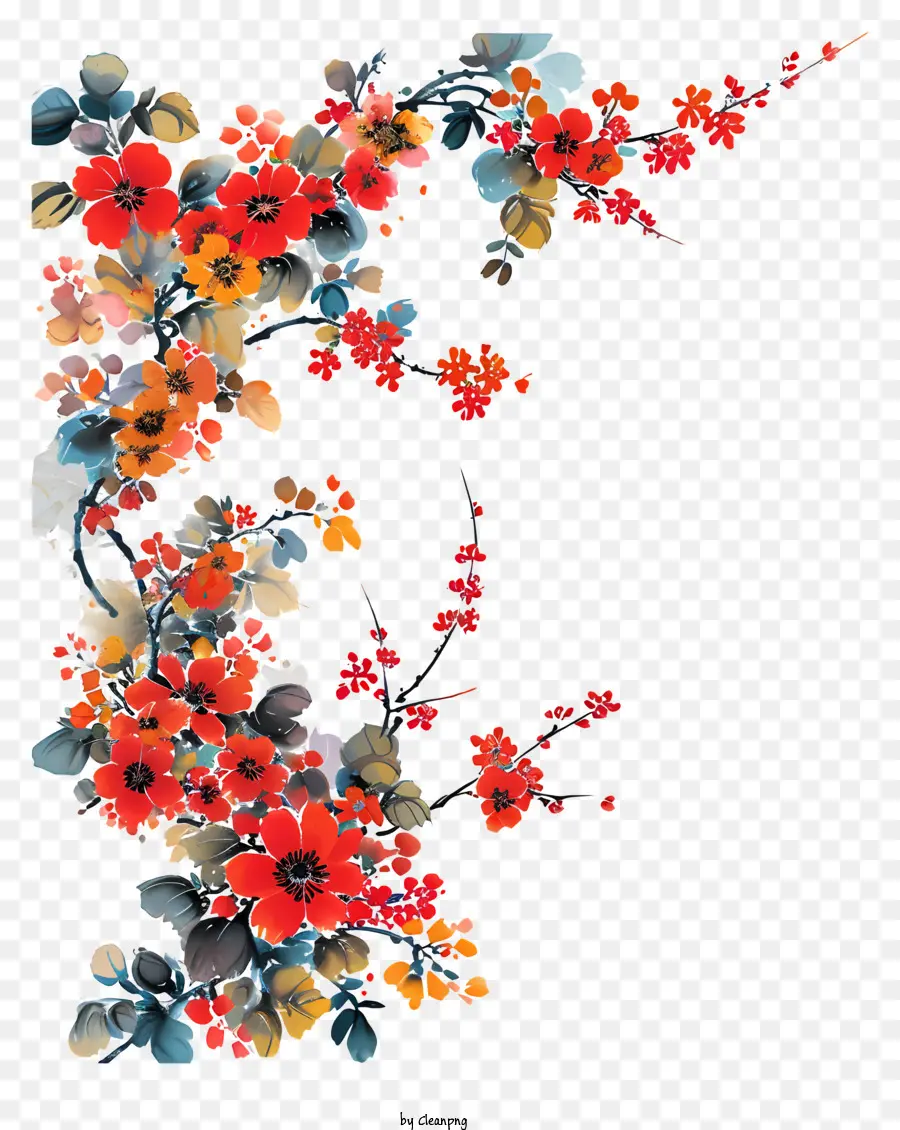 Arte De Flores Do Ano Novo Chinês，Arranjo De Flores PNG