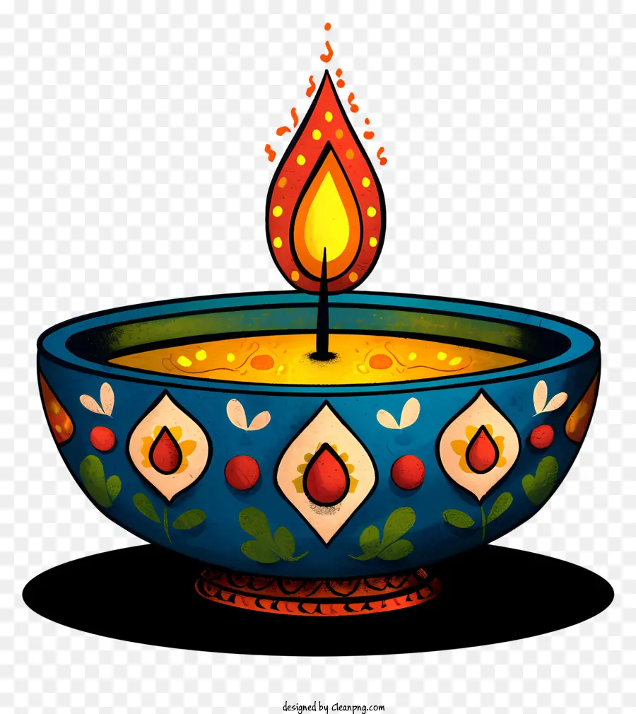 Lâmpada De Diwali Desenhada à Mão，Vela Colorida PNG