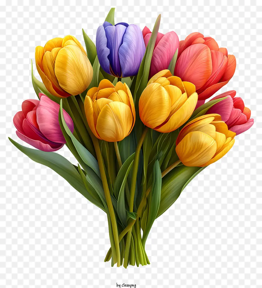 Bouquet De Tulips De Tintas Multicoloridas，Tulipas PNG