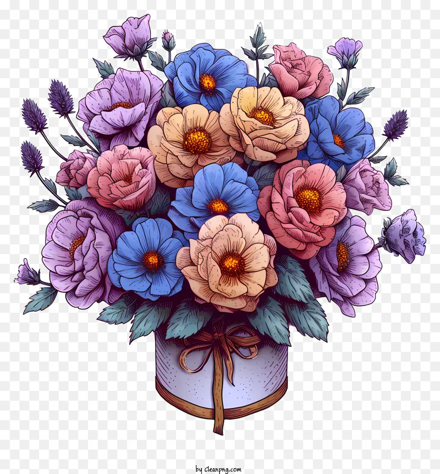 Arranjo De Flores Pastel，Bouquet Of Flowers PNG