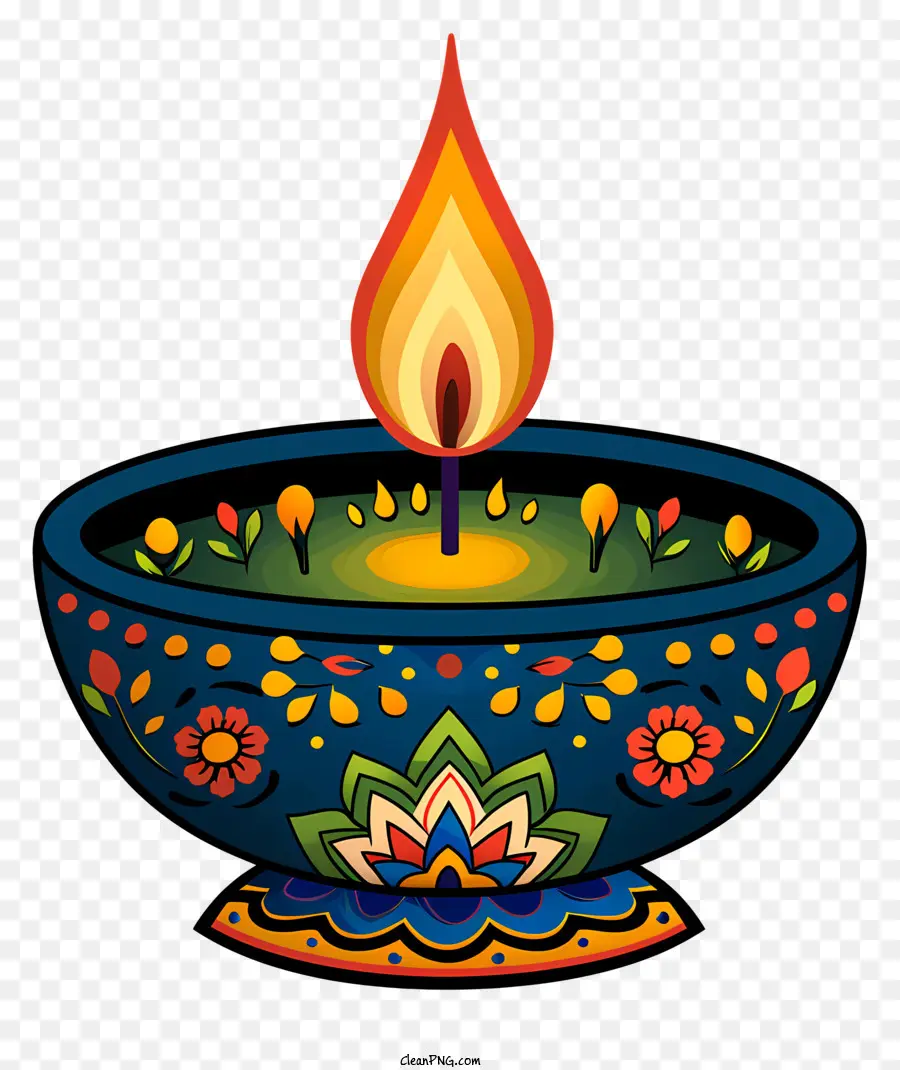 Lâmpada De Diwali Desenhada à Mão，Vela Indiana Tradicional PNG