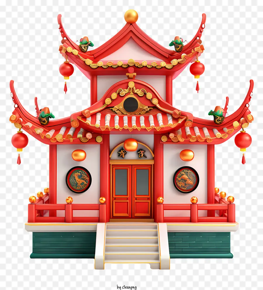 Ano Novo Chinês，Templo Chinês Tradicional PNG