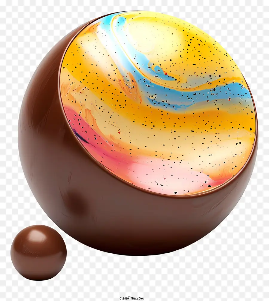 Bola De Chocolate Com Tintas Multicoloridas，Esfera De Chocolate PNG