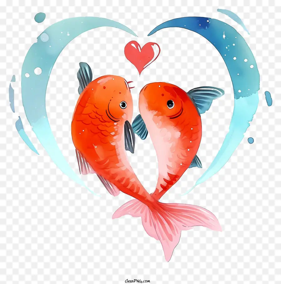 Peixe Dia Dos Namorados，Peixe Aquarela PNG