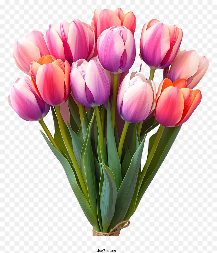 Buquê De Tulipas Planas，Tulipas Rosa PNG