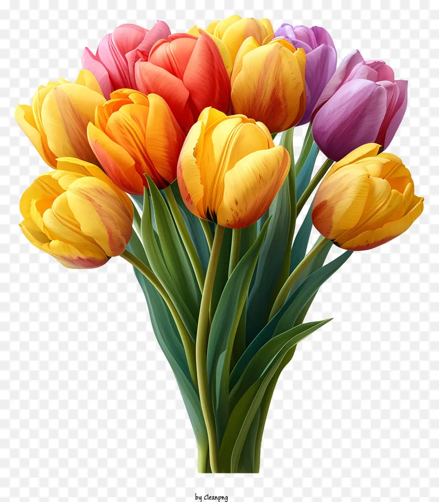 Bouquet De Tulips De Tintas Multicoloridas，Tulipas PNG