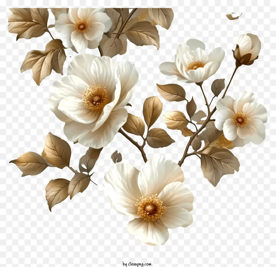 Fundo De Padrão Floral，Imagem Em Preto E Branco PNG