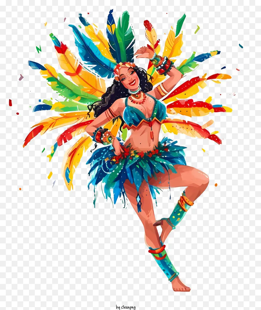 Dançarina De Samba Brasileira Desenhada à Mão，Fantasias De Carnaval PNG