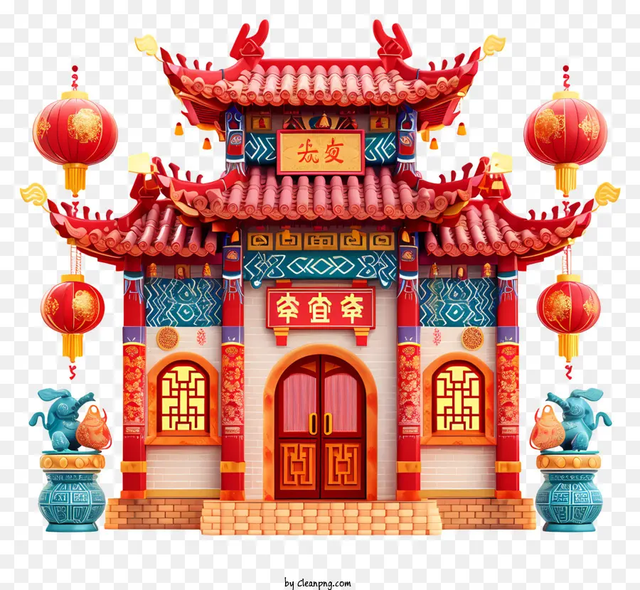 Ano Novo Chinês，A Arquitetura Chinesa PNG