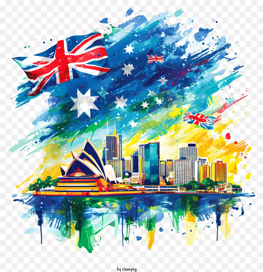 Dia Da Austrália，Pintura Em Aquarela PNG
