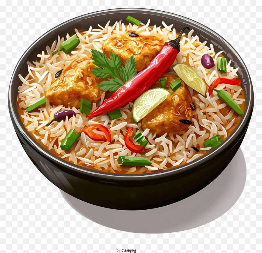 Tintas Multicoloridas Frango Biryani，Arroz Frito PNG