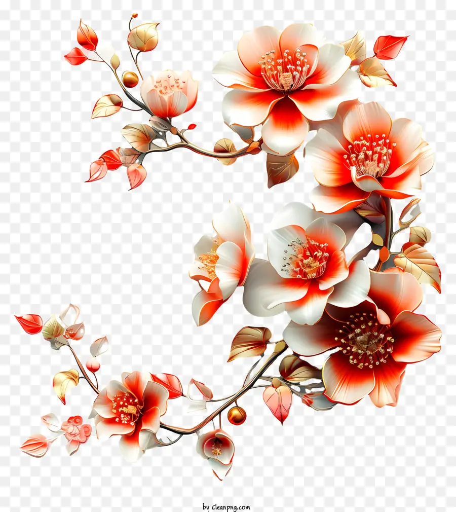 Arte De Flores Do Ano Novo Chinês，Buquê Floral PNG