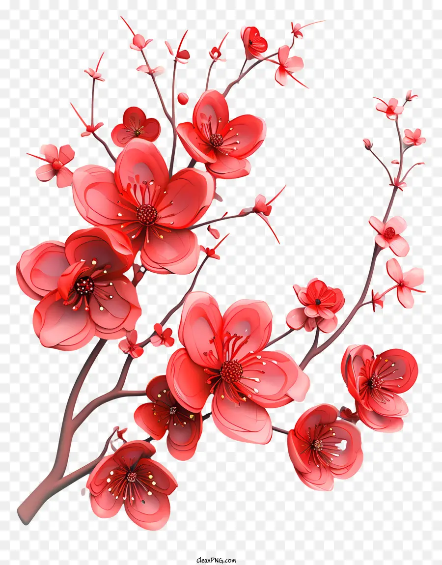 Arte De Flores Do Ano Novo Chinês，Flor De Cereja árvore PNG