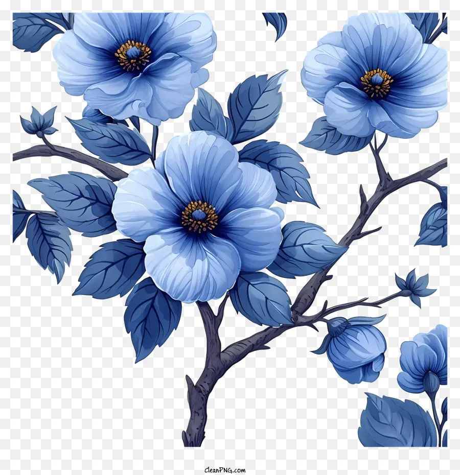 Fundo De Padrão Floral，Flores Azuis PNG