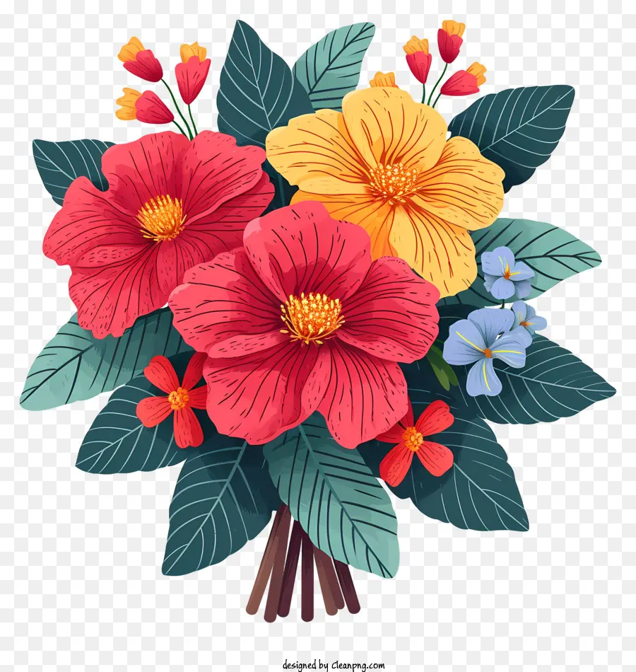 Arranjo De Flor Plana，Bouquet Of Flowers PNG