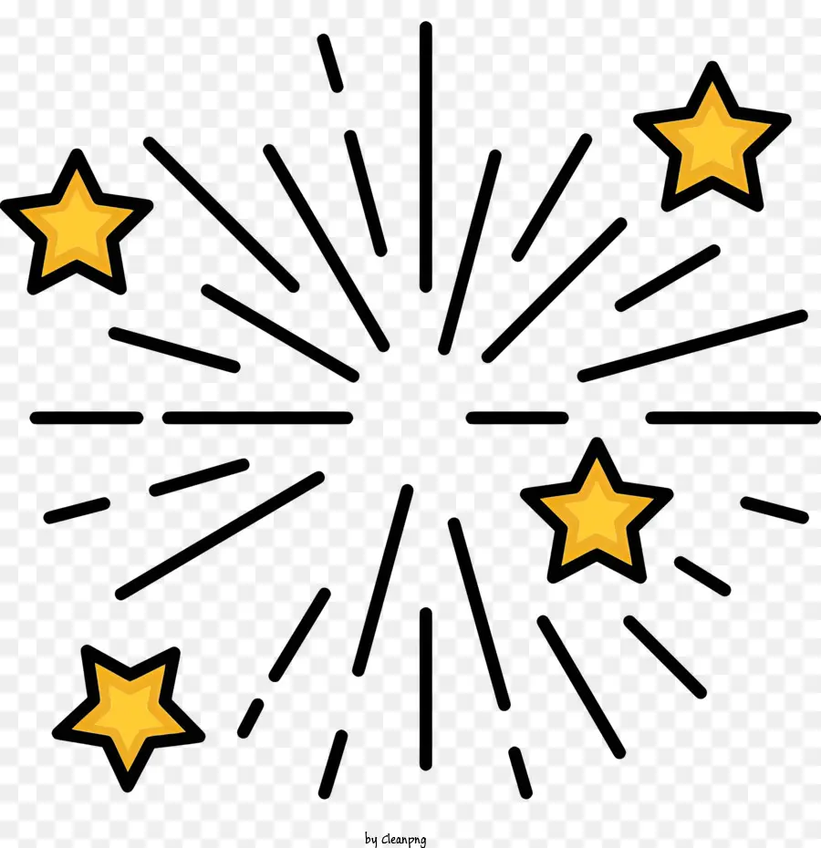 Icon De Fogos De Artifício，Estrelas Douradas PNG