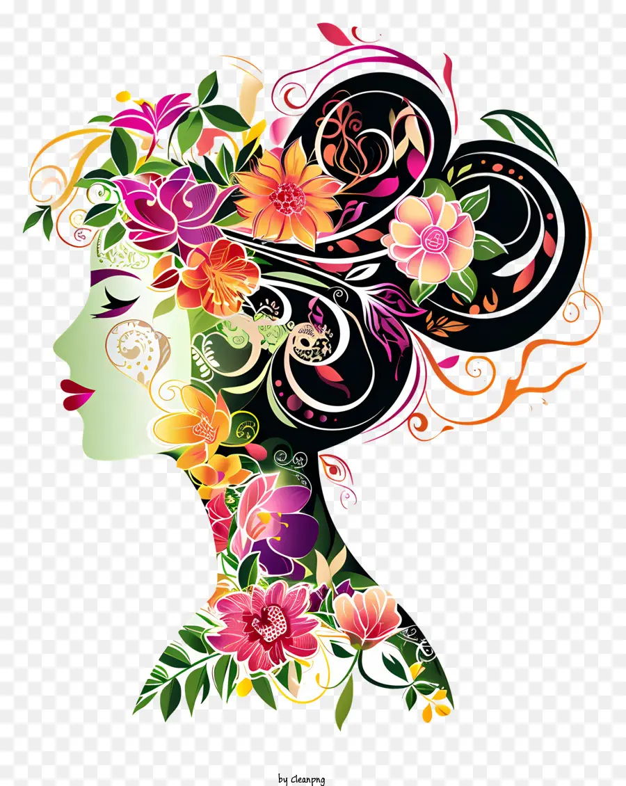 Women's Day，Design De Rosto Floral PNG