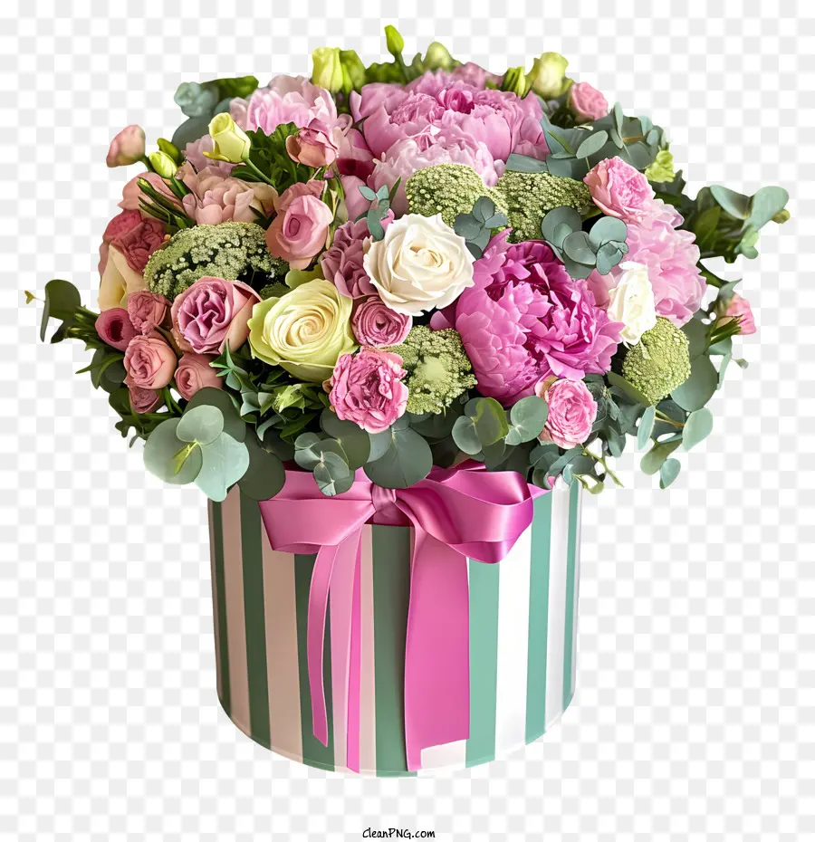 Valentine Flower Art，Flores Rosa E Verde PNG