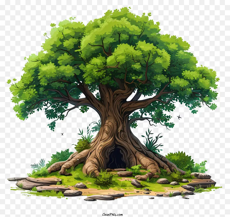 árvore Grande Desenhada à Mão，árvore Verde PNG