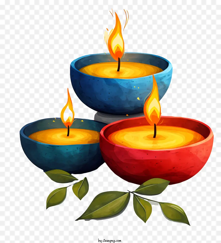 Lâmpada De Diwali，Tigelas Coloridas PNG
