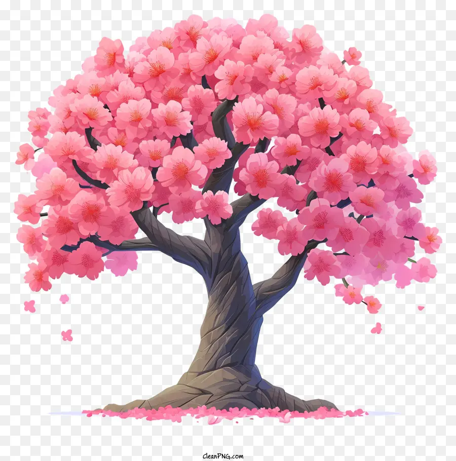 Árvore De Flor De Cerejeira Plana，árvore Rosa PNG