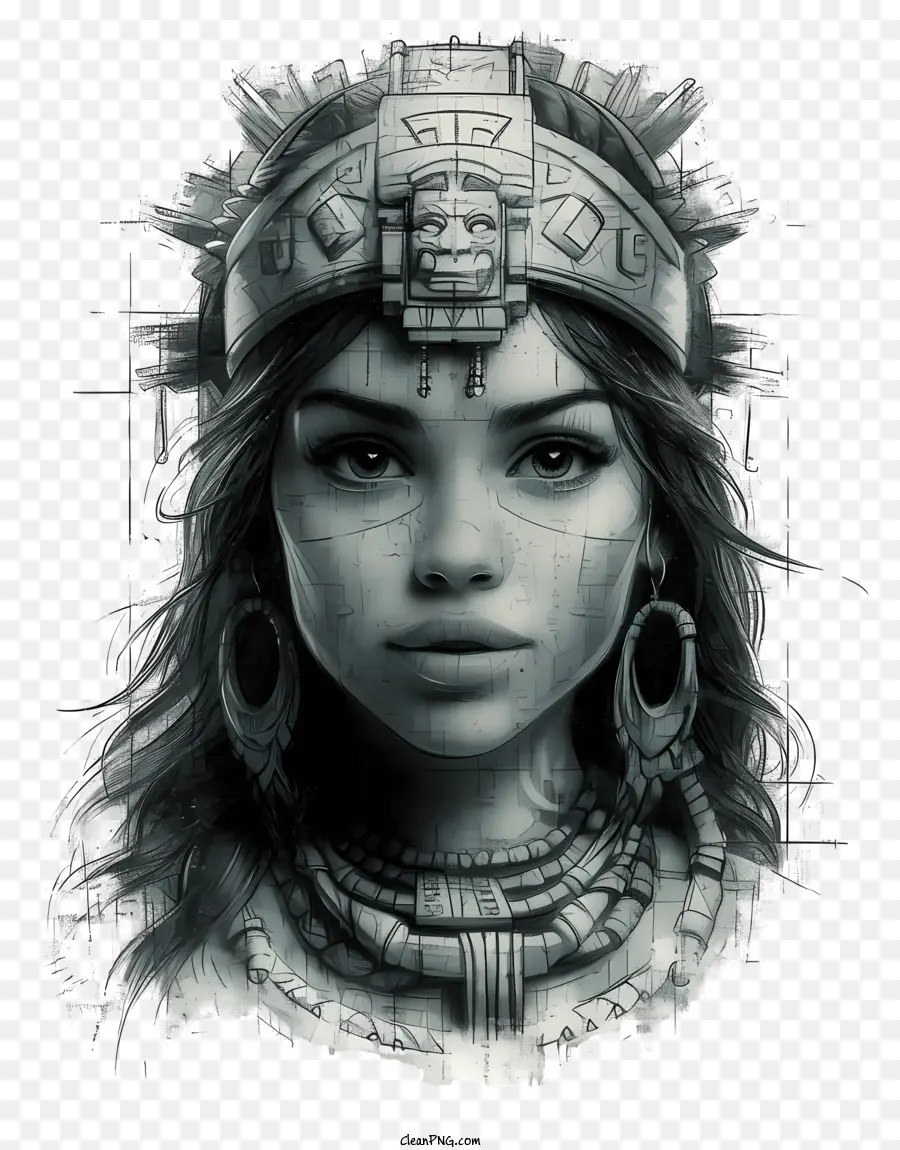 Ícone Do Estilo De Esboço Maya，Mulher PNG