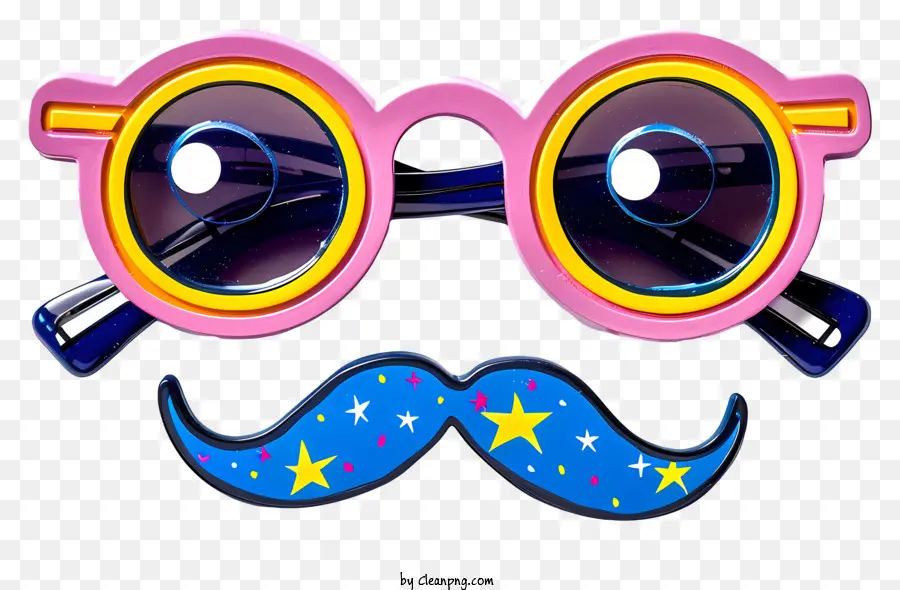 Fofo E Colorido，Óculos Rosa Com Bigode Estrelado PNG