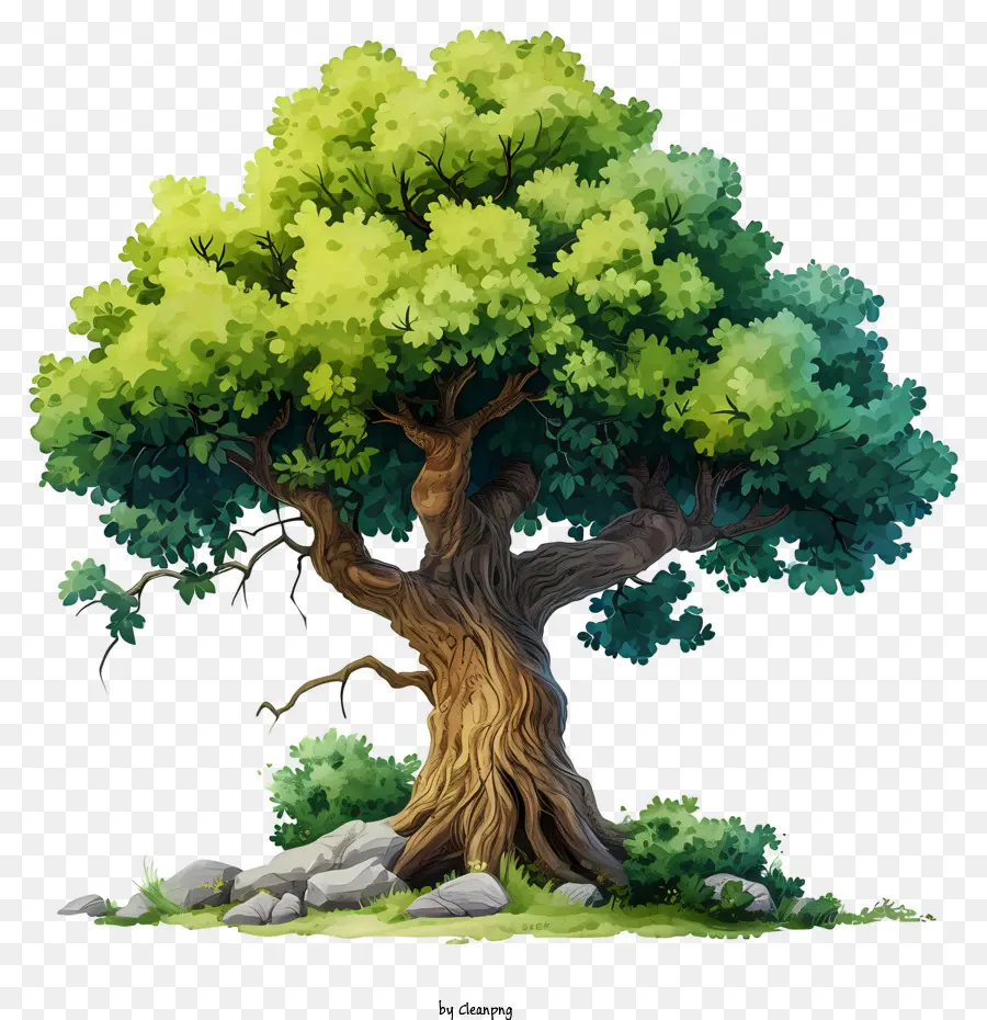 Árvore Grande Em Aquarela，Oak Tree PNG