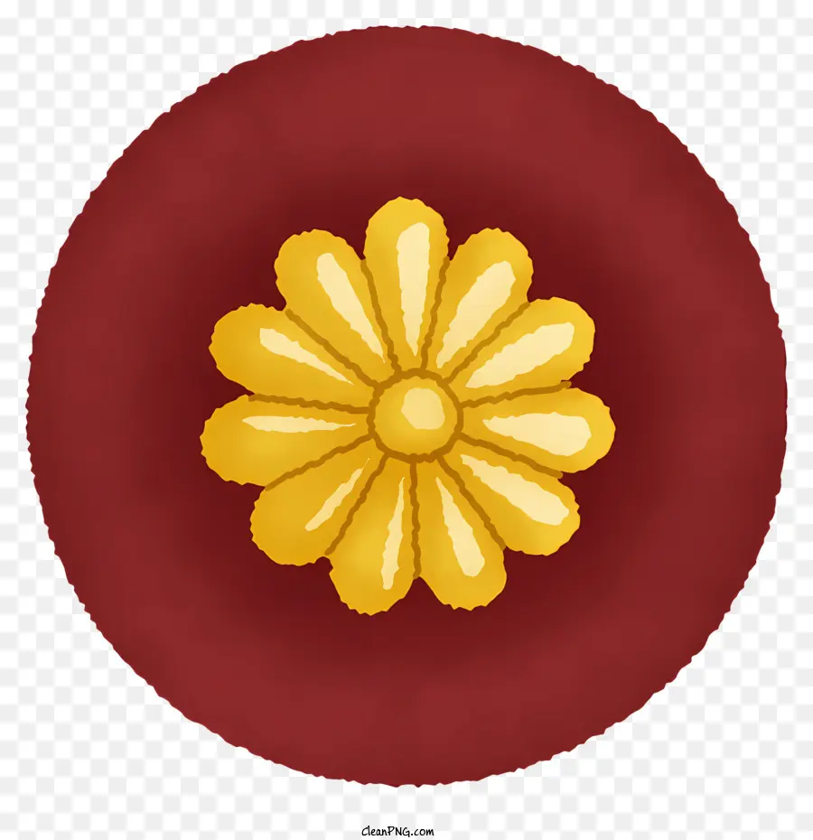 Circular Emblema，Flor Amarela PNG