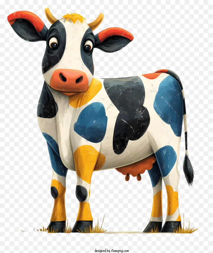 Cartoon Cow，Pontos Multicoloridos PNG
