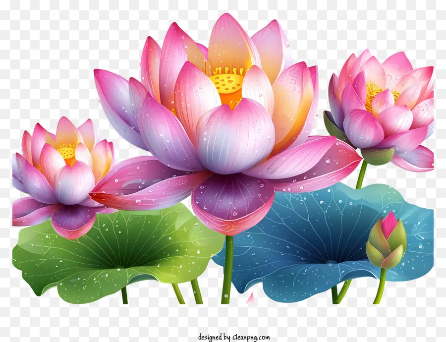 Tintas Multicoloridas Flor De Lótus，Flores De Lótus Rosa PNG
