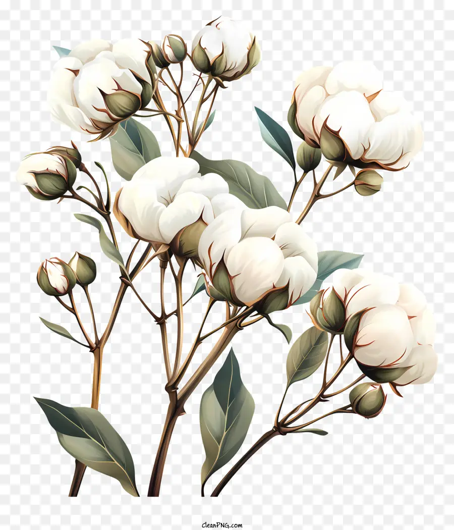 Flores De Algodão，Flores De Algodão Branco PNG