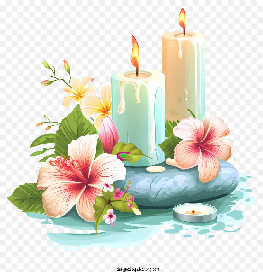 Spa，Velas E Flores PNG