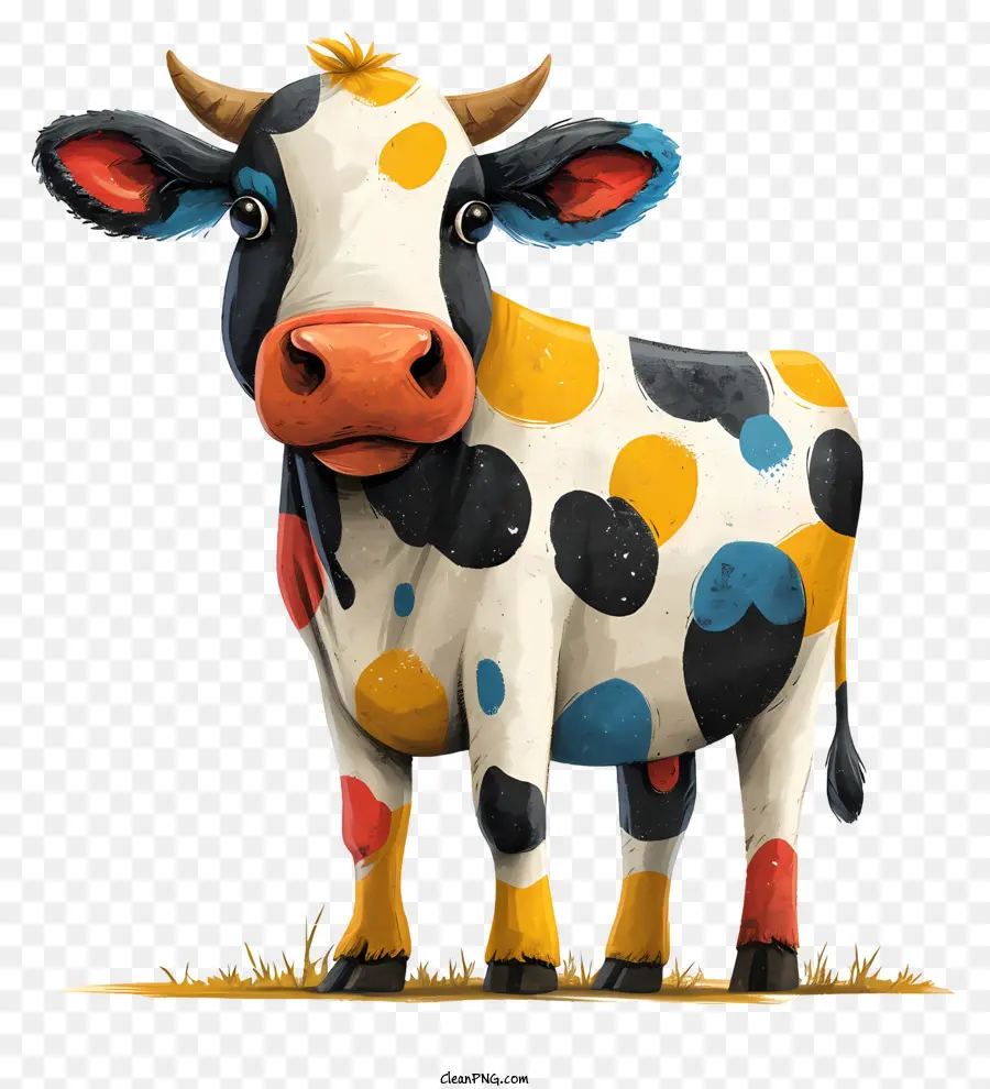 Cartoon Cow，Pontos Coloridos PNG