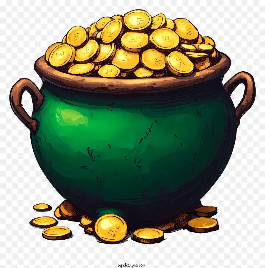 Pote De Ouro Em Estilo Doodle，Pot Of Gold PNG