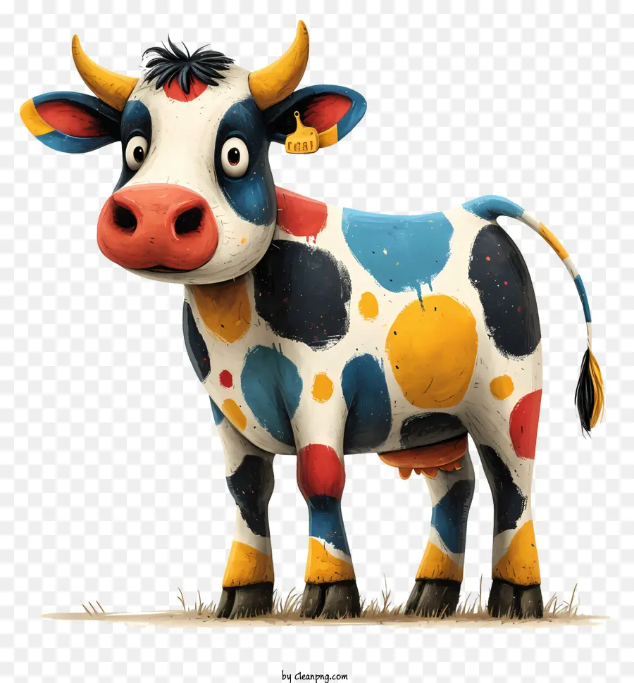 Cartoon Cow，Pontos Coloridos PNG