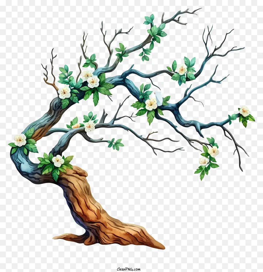 Galho De árvore Em Aquarela，árvore De Ilustração PNG