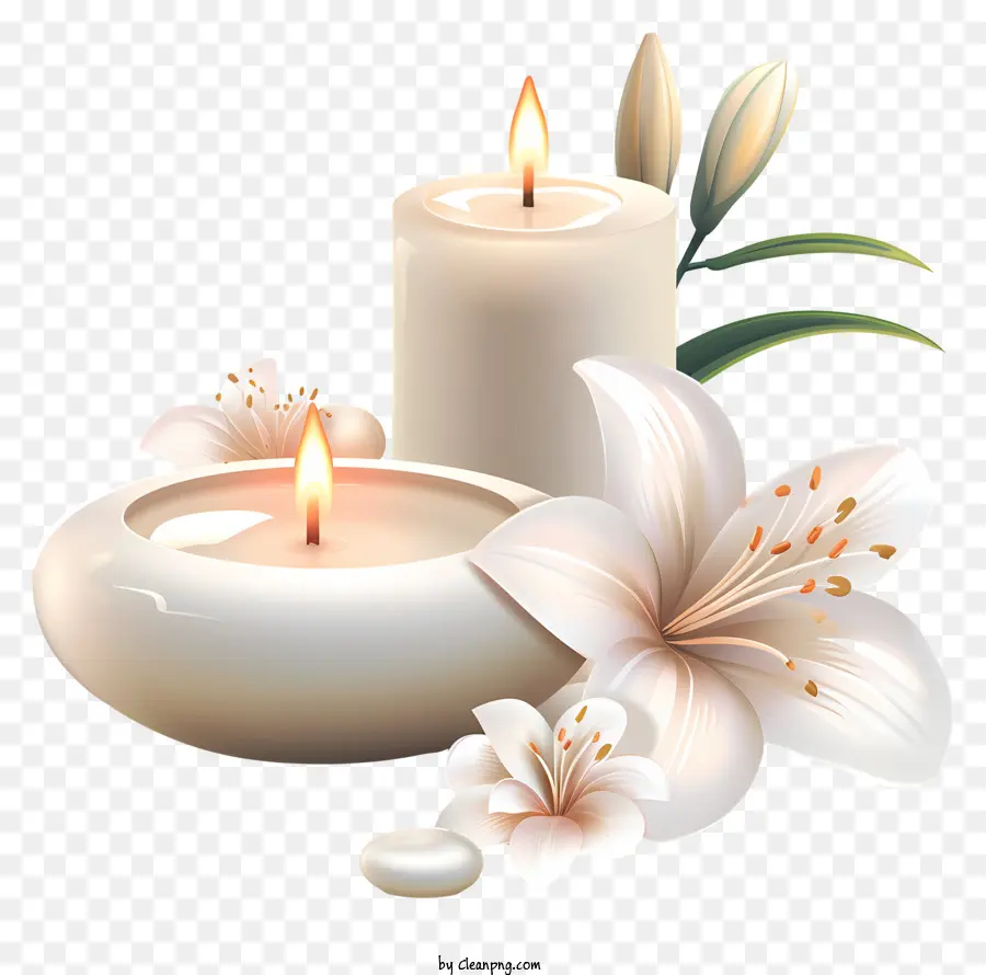 Spa，Vela E Flor PNG