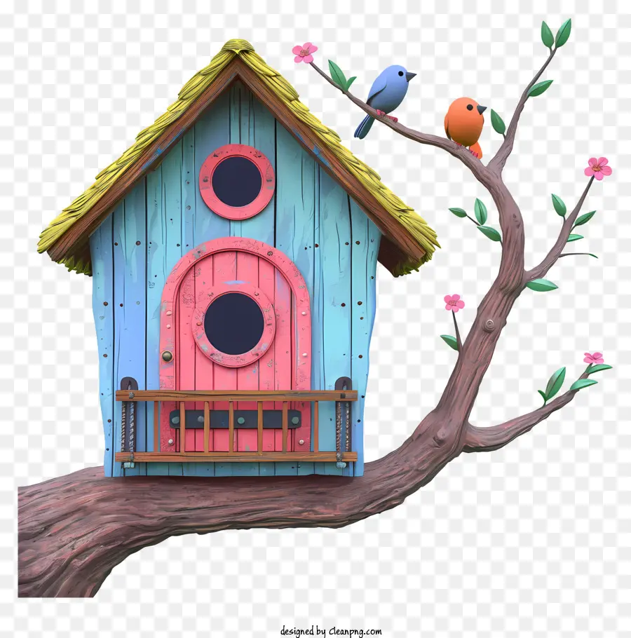 Pintas Multicoloridas Birdhouse，Casa De Passarinho De Madeira PNG